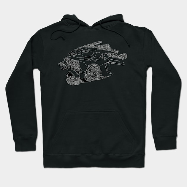 Aventador SV Art Splash Print Wireframe Hoodie by SynchroDesign